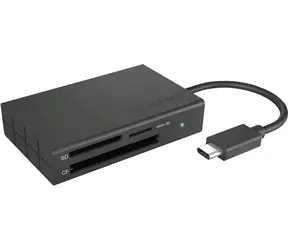 Icy Box IB-CR401-C3 czarny / zewnętrzny czytnik kart pamięci / 3 porty / USB-C