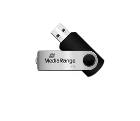 MediaRange MR907 4GB srebrny / 4 GB / USB 2.0 Typ A / Prędkość zapisu 4 MB/s / Plastik + metal