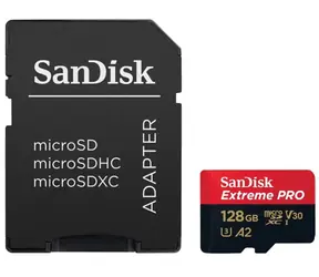 SanDisk Extreme PRO microSDXC 128 GB + adapter / klasa 10 / UHS-I / odczyt: do 200 MB