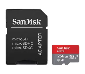 SanDisk Ultra microSDXC 256 GB + adapter / klasa 10 / UHS-I / odczyt: do 150 MB