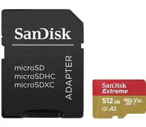SanDisk Extreme microSDXC 512 GB + adapter / klasa 10 / UHS-I / odczyt: do 190 MB