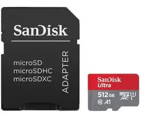SanDisk Ultra microSDXC 512 GB + adapter / klasa 10 / UHS-I / odczyt: do 150 MB