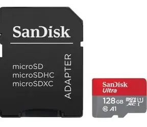 SanDisk Ultra microSDXC 128 GB + adapter / klasa 10 / UHS-I / odczyt: do 140 MB
