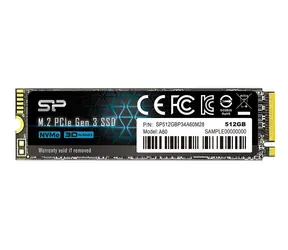 Silicon Power M.2 2280 A60 512 GB / Wewnętrzny dysk SSD / PCIe Gen 3x4 / odczyt: 2200 MB / zapis: 1600 MB