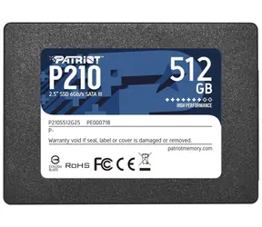 Patriot P210 512 GB / SSD / 2,5" / IOPS: 50 tys. 50 tys. / SATA III  