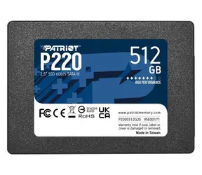 Patriot P220 512 GB / SSD / 2,5" / IOPS: 40 tys. 50 tys. / SATA III  