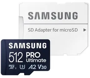 Samsung Micro SDXC PRO Ultimate 512 GB + adapter SD / UHS-1 / Klasa 10 / U3 / Odczyt: 200 MB/s / Zapis: 130 MB/s