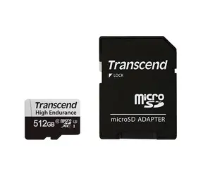 Transcend 350V microSDXC 512 GB + adapter / Klasa 10 / UHS-I / U3 / R: 95 MB / W: 45 MB