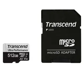 Transcend 340S microSDXC 512 GB + adapter / Klasa 10 / UHS-I / U3 / V30 / R: 160 MB / W: 125 MB