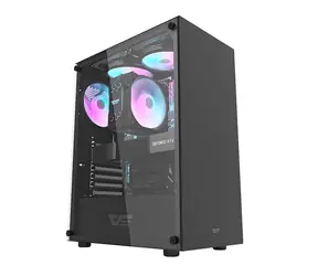 darkFlash DK100 czarny / ATX / bez wentylatorów / 3x USB-A / strona przezroczysta / bez zasilacza 