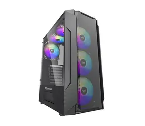 darkFlash LEO czarny / ATX / bez wentylatorów / 3x USB-A / strona przezroczysta / bez źródła zasilania 