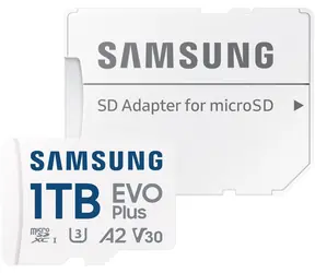 Samsung EVO PLUS 2024 1 TB + adapter / micro SDXC / UHS-I U3 / Klasa 10 / R: 160Mbps