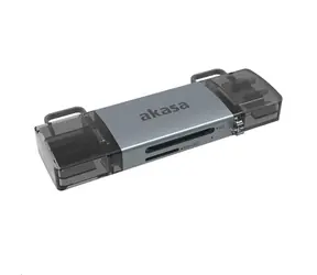 Czytnik kart pamięci Akasa AK-CR-12 srebrny / USB-C 3.2 / USB-A 3.2 / 5Gbps 