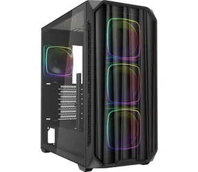 Sharkoon AK5M RGB czarny / ATX / 2x USB 3.2 / 1x USB-C / 4X 120mm / bez zasilacza / przezroczysty panel boczny