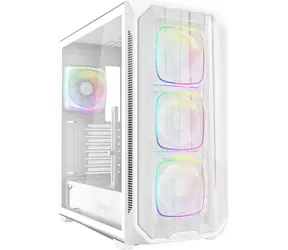 Sharkoon AK5M RGB biały / ATX / 2x USB 3.2 / 1x USB-C / 4X 120mm / bez zasilacza / przezroczysty panel boczny