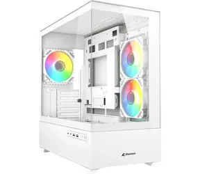 Sharkoon MK6 RGB biały / ATX / 2x USB 3.2 / 1x USB-C / 3x 120mm / bez zasilacza / przezroczysty panel boczny