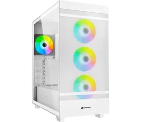 Sharkoon Rebel C50 RGB biały / ATX / 2x USB 3.2 / 1x USB-C / 4X 120mm / bez zasilacza / przezroczysty panel boczny