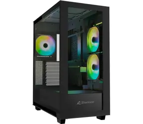 Sharkoon Rebel C60 Black RGB czarny / ATX / 2x USB 3.2 / 1x USB-C / 3x 120mm / bez zasilacza / przezroczysty panel boczny