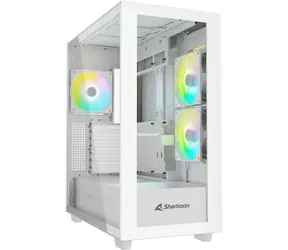 Sharkoon Rebel C60 Czarny RGB biały / ATX / 2x USB 3.2 / 1x USB-C / 3x 120mm / bez zasilacza / przezroczysty panel boczny