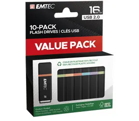 EMTEC K100 USB 16 GB (10 szt.) / 10x dysk flash / USB 2.0 / odczyt: 15 MB / zapis: 5 MB 