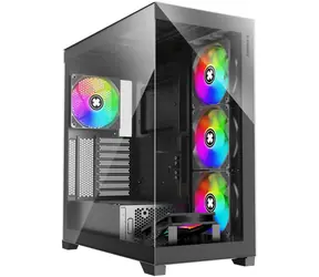 Xilence XILENT Gleam czarny / ATX / 2x USB-A 3.0 / 1x USB-C 3.2 / 4X 140mm ARGB / bez zasilacza / przezroczysty panel boczny