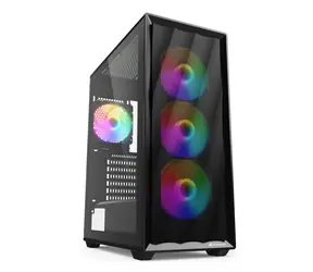 Sharkoon VK4 Rainbow czarny / ATX / 2x USB-A 3.0 / 4X 120mm RGB / bez zasilacza / przezroczysty panel boczny 