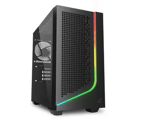 Sharkoon J1000 ARGB czarny / mATX / 2x USB-A 2.0 / 1x USB-A 3.2 / bez zasilacza / przezroczysty panel boczny