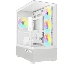 Sharkoon AK7 ARGB biały / ATX / 2x USB-A 3.0 / 1x USB-C 3.2 / 4X 120mm ARGB / bez zasilacza / przezroczysty panel boczny 