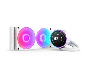 NZXT Kraken Elite 240 RGB biały / 2 x 120 mm / łożysko dynamiczne / 30 dB przy 2400 obr./min / 75,12 CFM / LCD / AMD + Intel