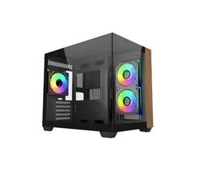 Cooler Master Elite 481 Wood czarna / ITX / 2x USB-A 3.0 / 1x USB-C 3.2 / 3x 120mm ARGB / bez zasilacza / przezroczysty panel boczny