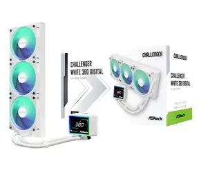 ASRock Challenger 360 Digital ARGB biały / 3x 120 mm / 31 dB @ 2100 obr./min / 62,6 CFM / AMD + Intel