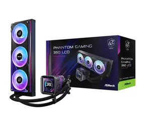 ASRock Phantom Gaming 360 LCD czarny / 3 x 120 mm / 31,4 dB @ 2400 obr./min / 61,28 CFM / AMD + Intel