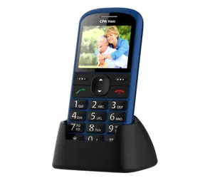 CPA Halo 21 Senior ze stacją ładującą niebieski / 2.4" / 220 x 176 / 0.3 Mpx / SOS / latarka / radio / MicroSD / BT