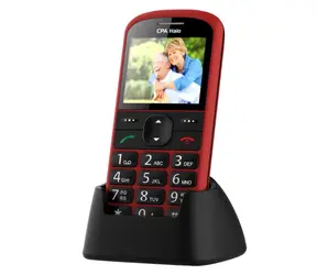 CPA Halo 21 Senior ze stacją ładującą czerwony / 2.4" / 220 x 176 / 0.3 Mpx / SOS / latarka / radio / MicroSD / BT 