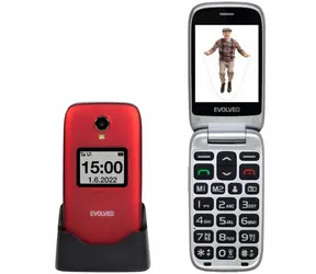 Evolveo EasyPhone FS + podstawka czerwona / 2.8" / 3MP / SOS / microSDHC 
