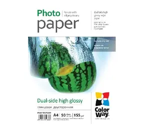 Papier fotograficzny dwustronny Colorway / Wysoki połysk / A4 / 155g/m2 / 50 arkuszy