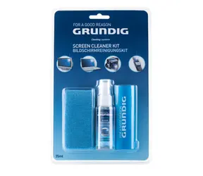 Grundig 33996 / zestaw do czyszczenia ekranów / żel 20ml / ściereczka z mikrofibry 20x20cm i szczoteczka czyszcząca