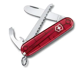 VICTORINOX MY FIRST VICTORINOX czerwono-przezroczysty / Scyzoryk / Stal / Liczba funkcji 9 / Długość 84 mm