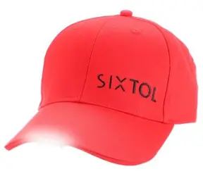 SIXTOL B-CAP czerwona / czapka LED ze światłem / 5x 5 lm / akumulator / USB