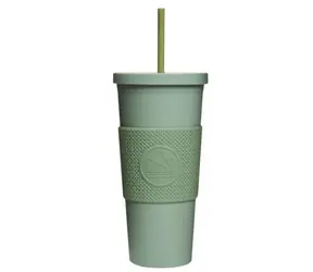 Neon Kactus Kubek do picia ze słomką 625 ml zielony/plastik 