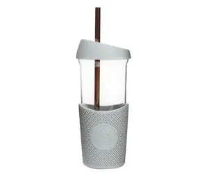 Neon Kactus Szklany kubek ze słomką 568 ml szary / szkło / wyprzedaż