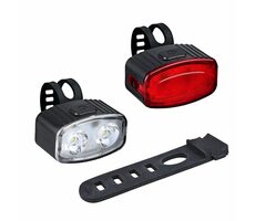 Solight Zestaw akumulatorowych lampek rowerowych / 160lm przód / tył czerwony / IP44 / Li- ION / USB