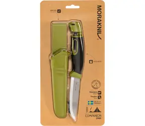 Morakniv Companion Spark green / Nóż outdoorowy z krzemieniem / stal nierdzewna / ostrze 10,4 cm / plastikowe etui