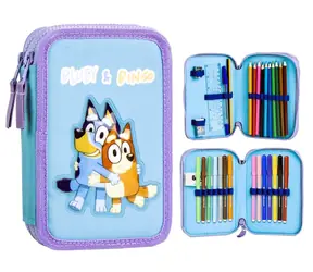 Cerdá Pencil Case Blue - w pełni wyposażony dwupoziomowy piórnik