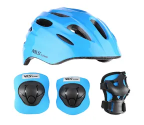 Kask NILS Extreme MTW01+H210 z ochraniaczami niebieski