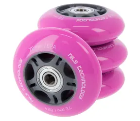 Koła NILS Extreme PU 72x24mm ABEC 7 PU z łożyskami różowe