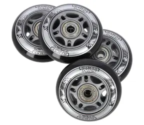 Zestaw NILS Extreme czarnych kół PU 70x24 + łożyska ABEC9