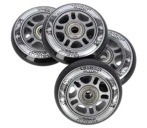 Zestaw NILS Extreme czarnych kół PU 76x24 + łożyska ABEC9