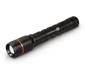 Connect IT GLEAM 300 czarna / Latarka ręczna LED / 3W / 300 lm / 2x AA / zasięg 100 m / IP44