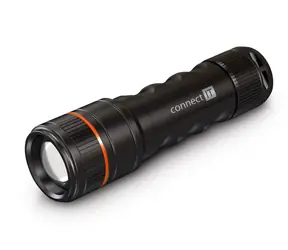 Connect IT GLEAM 500 czarna / Latarka ręczna LED / 5W / 500 lm / 4X AAA / zasięg 130 m / IP44